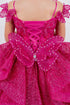 Girls Sparkling Off Shoulder Detachable Butterfly Corset Back Princess Ball Gown 2-16